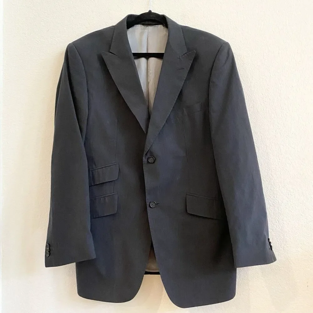 BANANA REPUBLIC Men's 44 Regular Black Sport Coat Notched Collar 100%‎ Cotton